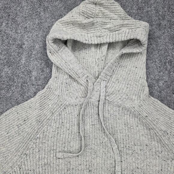 American Eagle Sweater Womens Medium Gray Speckled Knit Hoodie Ribbed Pullover - Picture 11 of 16